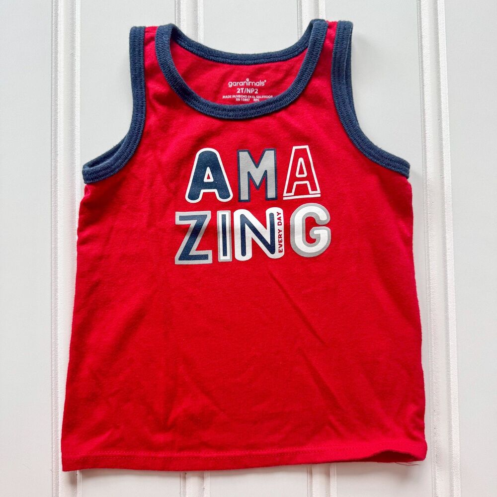 4/$10 - Garanimals Red White Blue "Amazing Everyday" Patriotic Toddler Tank Top